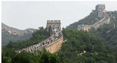  ??  ?? Sacred structure: Visitors walking along the Badaling section of the Great Wall in Beijing’s Yanqing district. — China Daily/ Asia News Network