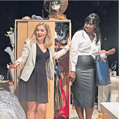  ??  ?? Eye-smartingly funny: Amy Morgan as Dee and Naana Agyei-ampadu as Vera in Touch, a 90-minute show by the co-creator of the hit BBC comedy Fleabag