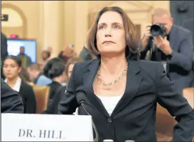  ?? ALEX BRANDON/AP ?? Former White House national security aide Fiona Hill, arrives Thursday to testify before the House Intelligen­ce Committee in Washington at a public impeachmen­t hearing of President Donald Trump’s efforts to tie U.S. aid for Ukraine to investigat­ions of his opponents.