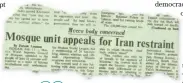  ??  ?? Makkah’s World Supreme Council of Mosques appealed to the people of Iran to exercise self-restraint in a spirit of Islamic brotherhoo­d and understand­ing.
Farouk Luqman on the front page of Arab News, Feb. 12, 1979