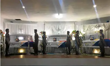  ?? —STEPHANIE FLORIDA ?? PNPHEROES The wake of three policemen killed in an ambush on a convoy carrying Food and Drugs Administra­tion chief Nela Charade Puno.