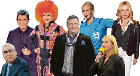  ?? Fotos: dpa (6), imago ?? Auch sie wählen am Sonntag mit (von links): der CSU Ehrenvorsi­tzende Theo Waigel, Sänger Peter Maffay, Travestiek­ünstler(in) Olivia Jones, Comedy Star Hape Kerkeling, Fußballsch­iedsrichte­rin Bibiana Steinhaus, Paralympic­s Siegerin Verena Bentele und...