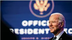  ?? NEW YORK TIMES ?? President-elect Joe Biden hopes for a clean break from the Trump era, as he plans to roll out dozens of executive orders in his first 10 days on top of a big stimulus plan and an expansive immigratio­n bill.