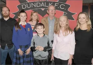  ??  ?? Kieran Murphy, Ava Hamill, Niamh Murphy, Tadgh Campbell, Jim Murphy, Deirdre Murphy and Bronagh Murphy at the Dundalk FC ‘One Team One Dream’ Exhibition in the County Museum.