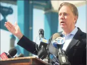  ?? Ned Gerard / Hearst Connecticu­t Media ?? Gov. Ned Lamont speaks at a news conference in Bridgeport April 5.