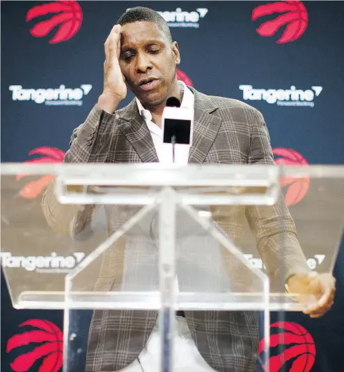  ?? MARK BLINCH / THE CANADIAN PRESS ?? Toronto president Masai Ujiri says Kawhi Leonard has not expressed “a lack of interest in playing in Canada, to me.” The former NBA Finals MVP was acquired for DeMar DeRozan in a blockbuste­r trade earlier this week.