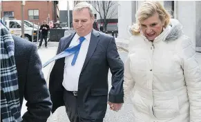  ?? — THE ASSOCIATED PRESS FILES ?? Former Penn State vice-president Gary Schultz leaves court with his wife Karen after pleading guilty to endangerin­g the welfare of a child in the Sandusky child molestatio­n case.