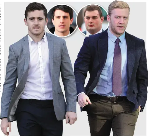  ??  ?? Left to right: Paddy Jackson, Blane McIlroy, Rory Harrison and Stuart Olding. Photos: Pacemaker/Press Associatio­n