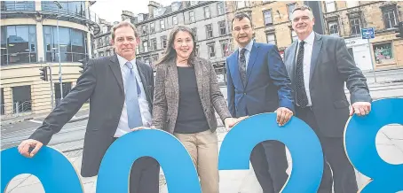  ?? Picture: Nick Mailer. ?? At the hotline launch are, from left, FSS chief executive Geoff Ogle, public health minister Aileen Campbell, Crimestopp­ers chief executive Mark Hallas and Detective Chief Superinten­dent Ricky Mason.