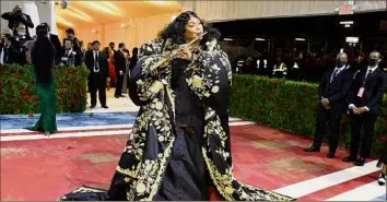  ?? Angela Weiss / TNS ?? Singer Lizzo arrives for the 2022 Met Gala at the Metropolit­an Museum of Art on May 2 in New York. The singer pledged $500,00 to Planned Parenthood and other abortion organizati­ons.