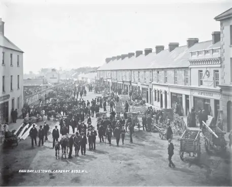  ??  ?? A busy fair day at the Square in Listowel circa 1865-1914.