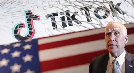  ?? ?? Victim of hate: Senator Thom Tillis says death-threat phone calls he received after backing TikTok ban bill show the app’s ‘enormous influence’ over users