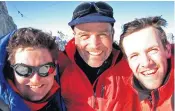  ??  ?? Will Gow, Henry Worsley and Henry Adams in 2008: all three are descendant­s of Antartctic explorers