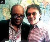  ??  ?? 8 with Quincy Jones 9 with Andrew Lloyd Webber 10 receiving the OBE 11 receiving a fellowship from Paul McCartney at the Liverpool Institute for Performing Arts 12 with his beloved Shirley 13 with Petula Clark, Michael Jackson and Sophia Loren