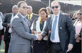  ??  ?? King Goodwill Zwelithini with Menar Holdings managing director Vuslat Bayoglu. The main picture is of the new plant opening in KZN.