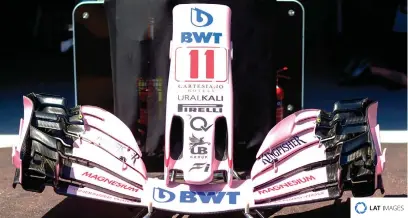  ??  ?? Force India’s Monaco front wing. Ditch the crazy complexity, say readers Bing and Davey