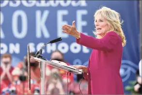  ?? Associated Press ?? First lady Jill Biden is expected to travel to Groton on Thursday with the secretary of the Navy.