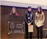  ??  ?? Giovani ricercatri­ci vincitrici nel 2018 del premio miglior comunicazi­one poster