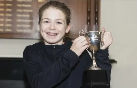  ??  ?? Cliona Walsh from Calry who is the Girls U14 National Indoor Tennis Champion and is ranked No 2 in Ireland. Pics: Donal Hackett.