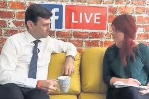  ??  ?? ●●Greater Manchester Mayor Andy Burnham with the M.E.N’s political editor Jennifer Williams