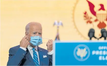  ?? AP ?? Organizaci­ón. El presidente electo Joe Biden durante uno de sus discursos para anunciar a su gabinete.