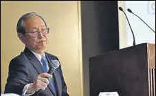  ?? AFP ?? Toshiba Corp president Satoshi Tsunakawa attends a press conference , in Tokyo on Tuesday