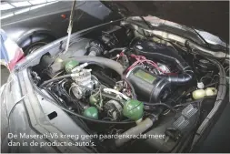  ??  ?? De Maserati-V6 kreeg geen paardenkra­cht meer dan in de productie-auto’s.