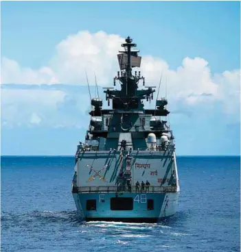  ?? PHOTOGRAPH: US Navy ?? The Indian Navy Shivalik class stealth frigate INS Satpura during the Rim of the Pacific 2016