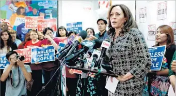  ?? Gary Coronado Los Angeles Times ?? KAMALA HARRIS meets with immigrant families and activists in Los Angeles shortly after her election in November. The Bay Area Democrat expected to be taking her seat in a very different Washington.