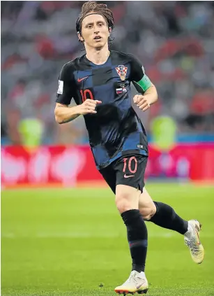  ?? Picture: GETTY IMAGES ?? PROUD MOMENT: Croatia’s Luka Modric in action during the 2018 Fifa World Cup quarterfin­al match against hosts Russia at Fisht Stadium in Sochi on Saturday. The match ended in spot kicks.