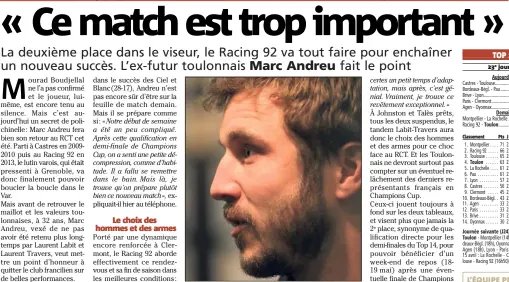  ?? (Photo Patrick Blanchard) ?? Le Varois Marc Andreu va de nouveau porter le maillot du RCT. Mais pas tout de suite...