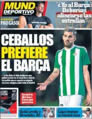 ??  ?? Dani Ceballos copó las portadas de la prensa de Barcelona del martes.