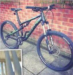  ??  ?? The boy’s Kona Precept bike, worth £1,000, was allegedly stolen near Southport War Memorial, left