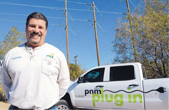  ?? GREG SORBER/JOURNAL ?? PNM lineman and senior working foreman Bobby Sanchez of Santa Fe is always on call to respond to emergencie­s during Christmas and other holidays. “It’s a little hard sometimes,” Sanchez said, but his family is used to it.