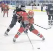  ?? KEVIN ADSHADE/THE NEWS ?? Pictou County bantam AA Crushers forward Eastyn Cameron carries the puck against Cape Breton West.