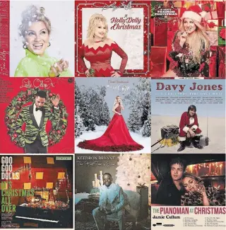  ?? THE ASSOCIATED PRESS ?? Holiday album covers, top row from left, “A Tori Kelly Christmas” by Tory Kelly, “A Holly Dolly Christmas” by Dolly Parton, “A Very Trainor Christmas” by Meghan Trainor, second row , “The Christmas Album” by Leslie Odom Jr., “My Gift,” by Carrie Underwood, “It’s Christmas Time Once More” by Davy Jones, bottom row , “It’s Christmas All Over” by the Goo Goo Dolls, “The Best Time of Year” by Keedron Bryant and “The Pianoman at Christmas” by Jamie Cullum.