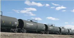  ?? TOM BATEMAN / GRANDE PRAIRIE DAILY HERALD-TRIBUNE / POSTMEDIA ?? Tanker cars idle at the Resources Road rail yard in 2015.