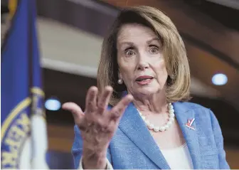  ?? AP FILE PHOTO ?? LIGHTNING ROD: House Minority Leader Nancy Pelosi of California holds a press conference in the Capitol in June 2017.