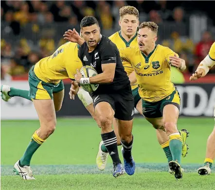  ??  ?? Richie Mo’unga was the All Blacks’ best back against the Wallabies in Perth on Saturday.