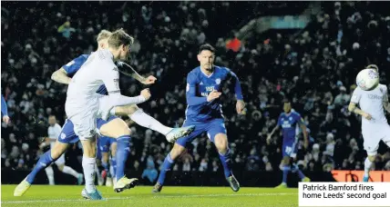  ??  ?? Patrick Bamford fires home Leeds’ second goal