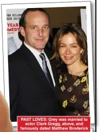  ?? ?? PAST LOVES: Grey was married to actor Clark Gregg, above, and famously dated Matthew Broderick