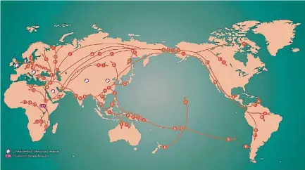 ?? SUPPLIED ?? This maps shows the out-of-Africa migration of humans and our eventual arrival in Aotearoa.