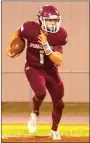  ?? File Photo by Randy Moll ?? Jon Faulkenber­ry, shown here in a home game earlier this season, scored five touchdowns against Berryville.