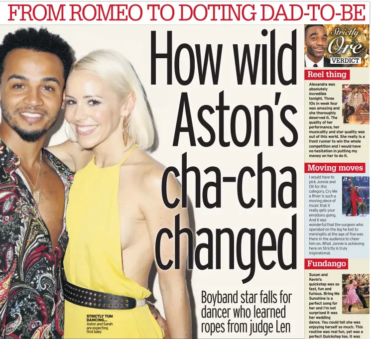  ??  ?? STRICTLY TUM DANCING... Aston and Sarah are expecting first baby