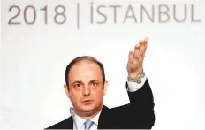  ?? Reuters ?? Turkey’s central bank governor Murat Cetinkaya at a recent news conference in Istanbul. With the central bank’s reserves running low, Turkey has few options should investors turn decisively against it.