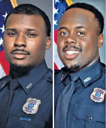  ?? ?? Demetrius Haley, Desmond Mills Jr, Emmitt Martin III, Justin Smith and Tadarrius Bean were sacked over their involvemen­t in a traffic stop that resulted in Tyre Nichols’s death