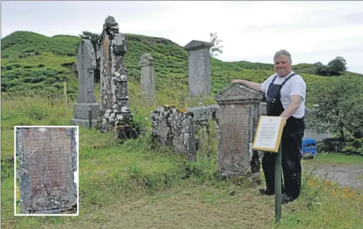  ??  ?? Liam Griffin found the graves of First World War soldiers next to one another at Kilbride, and has organised a remembranc­e ceremony. Inset, one of the headstones.