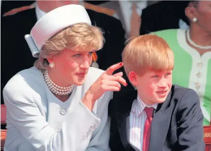  ??  ?? > ‘Years after I spent a long time (of) my life with my head buried in the sand’ – Prince Harry with Diana in 1995