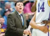  ?? AP ?? New Mexico State suspended operations of its men’s basketball program indefinite­ly Friday night and placed its coaching staff, including Greg Heiar, pictured as an LSU assistant coach in 2019, on paid administra­tive leave.