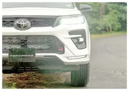  ?? ?? FORTUNER GR-S also gets safety features found in the LTD and Q variants — pre-collision system, lane departure alert, and adaptive cruise control under Toyota safety sense, and the panoramic view monitor.